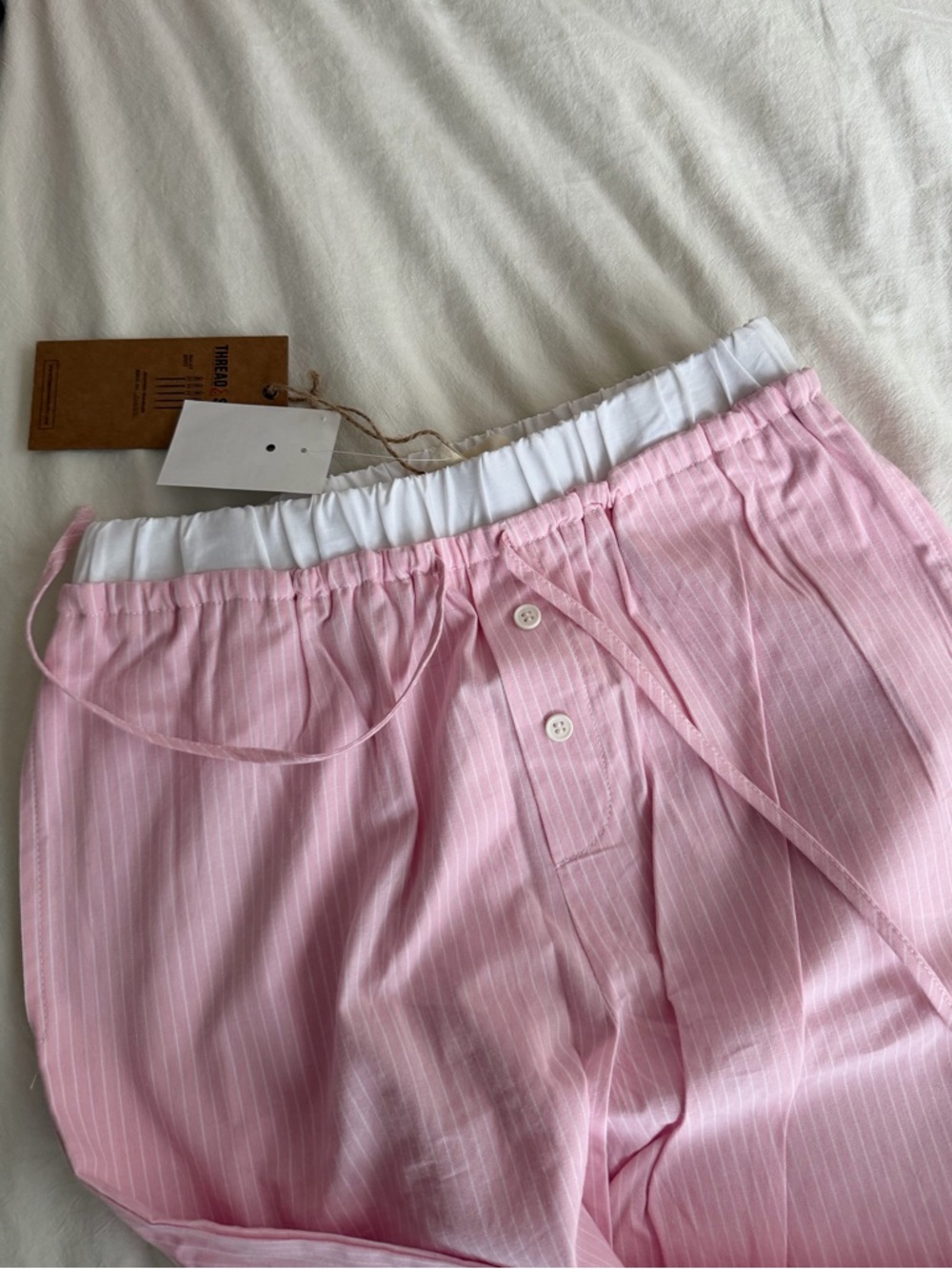 Pink Pinstripe Drawstring Lounge Pants